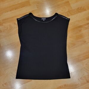 The Limited Black Short Sleeve Top With Silver Sparkle Trim Size Small
